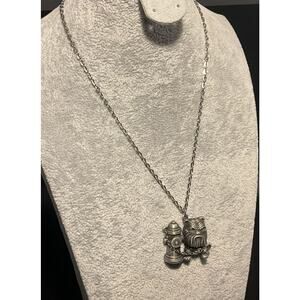 Rare Vintage Park Lane Bulldog Fire Hydrant Necklace Figural Dog Pendant